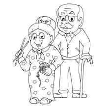 Dibujo de Abuelos de pie uno junto al otro para colorear