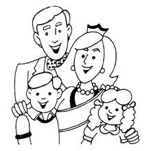 Dibujo de Familia sonriente con padres e hijos para colorear