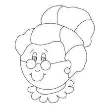 Dibujo de Rostro sonriente de la abuela con gafas para colorear