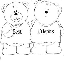 Dibujo de Dos ositos de peluche con camisetas de mejores amigos para colorear