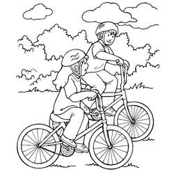 Dibujo de Dos amigos en bicicleta para colorear