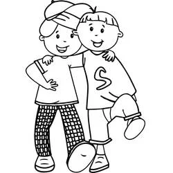 Dibujo de Dos amigos abrazados por los hombros para colorear