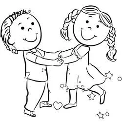 Dibujo de Dos amigos bailando juntos para colorear