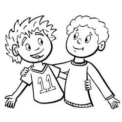 Dibujo de Dos amigos abrazados por los hombros para colorear