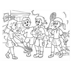 Dibujo de Amigos jugando deportes juntos para colorear