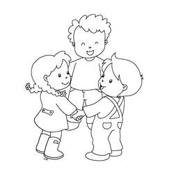 Dibujo de Tres amigos tomados de la mano para colorear
