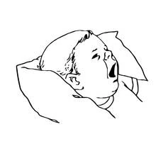 Dibujo de Bebé llorando sobre una almohada para colorear