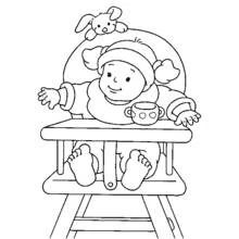 Dibujo de Bebé sentado en una trona para colorear