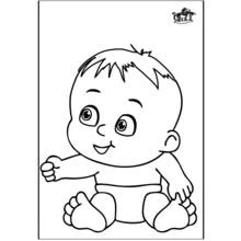 Dibujo de Bebé sentado con una sonrisa alegre para colorear