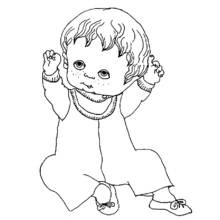 Dibujo de Bebé levantando los dos brazos para colorear