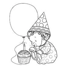 Dibujo de Bebé apagando una vela de cumpleaños para colorear