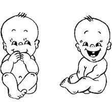 Dibujo de Bebé dos bebés sentados riendo para colorear