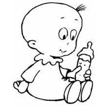 Dibujo de Bebé sosteniendo un biberón para colorear