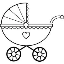 Dibujo de Bebé cochecito con corazón decorativo para colorear