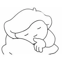 Dibujo de Bebé durmiendo sobre una almohada para colorear