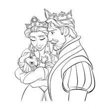 Dibujo de Padres de Rapunzel sosteniendo al bebé Rapunzel para colorear