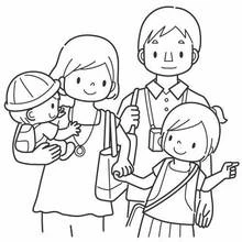 Dibujo de Familia paseando todos juntos para colorear