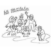 Dibujo de Familia sonriente saludando con la mano para colorear