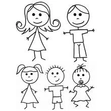 Dibujo de Familia de muñecos de palitos para colorear