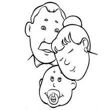 Dibujo de Retrato familiar con papá, mamá y bebé para colorear