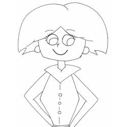 Dibujo de Mamá sonriente con las manos en la cintura para colorear