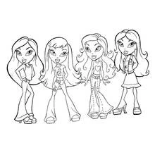 Dibujo de Niña posando junto a sus tres amigas para colorear