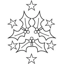 Dibujo de Acebo de Navidad con estrellas para colorear Dibujo de Acebo de Navidad con estrellas para colorear