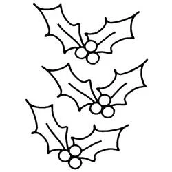 Dibujo de Acebo de Navidad con tres ramitas para colorear Dibujo de Acebo de Navidad con tres ramitas para colorear
