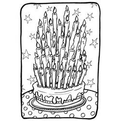 Dibujo de Pastel de cumpleaños cubierto de velas para colorear