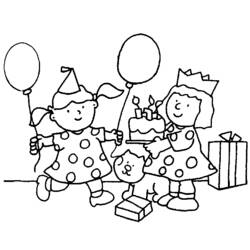 Dibujo de Dos niñas celebrando un cumpleaños para colorear