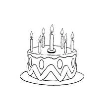 Dibujo de Pastel de cumpleaños con siete velas para colorear