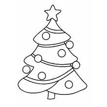 Dibujo de Árbol de Navidad con bolas redondas y una estrella para colorear