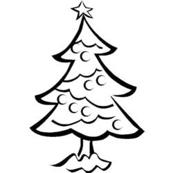 Dibujo de Árbol de Navidad decorado con una estrella en la cima para colorear