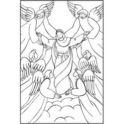 Dibujo de Virgen María rodeada de ángeles para colorear Dibujo de Virgen María rodeada de ángeles para colorear