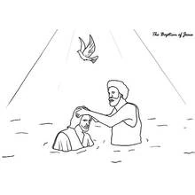 Dibujo de Paloma descendiendo sobre Jesús en el agua para colorear