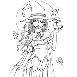 Bruja de Halloween - Dibujos para colorear gratis
