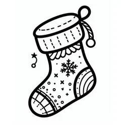 Dibujo de Calcetín de Navidad con motivo de copo de nieve para colorear