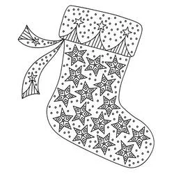 Dibujo de Calcetín de Navidad cubierto de estrellas para colorear