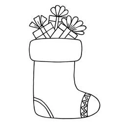 Dibujo de Calcetín con zigzag y tres regalos para colorear