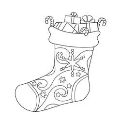 Dibujo de Calcetín con espirales y estrellas para colorear