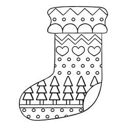 Dibujo de Calcetín de Navidad con motivos decorativos para colorear
