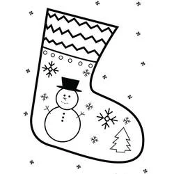 Dibujo de Calcetín de Navidad con muñeco de nieve para colorear