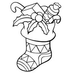 Dibujo de Calcetín de triángulos con campanita para colorear