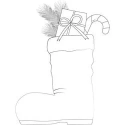 Dibujo de Calcetín en forma de bota con pino para colorear