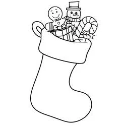 Dibujo de Calcetín lleno de hombre de jengibre para colorear