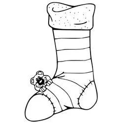 Dibujo de Calcetín de Navidad con un osito para colorear