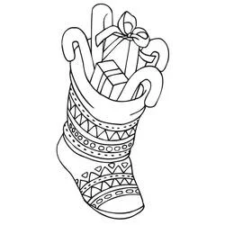 Dibujo de Calcetín con triángulos y bastones de caramelo para colorear