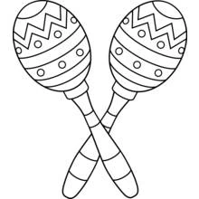 Dibujo de Dos maracas cruzadas para colorear