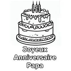Dibujo de Pastel de dos pisos con mensaje para Papá para colorear Dibujo de Pastel de dos pisos con mensaje para Papá para colorear