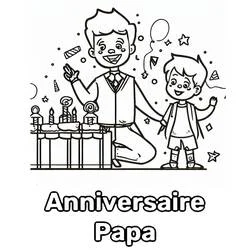Dibujo de Cumpleaños de Papá celebrado con su hijo para colorear Dibujo de Cumpleaños de Papá celebrado con su hijo para colorear